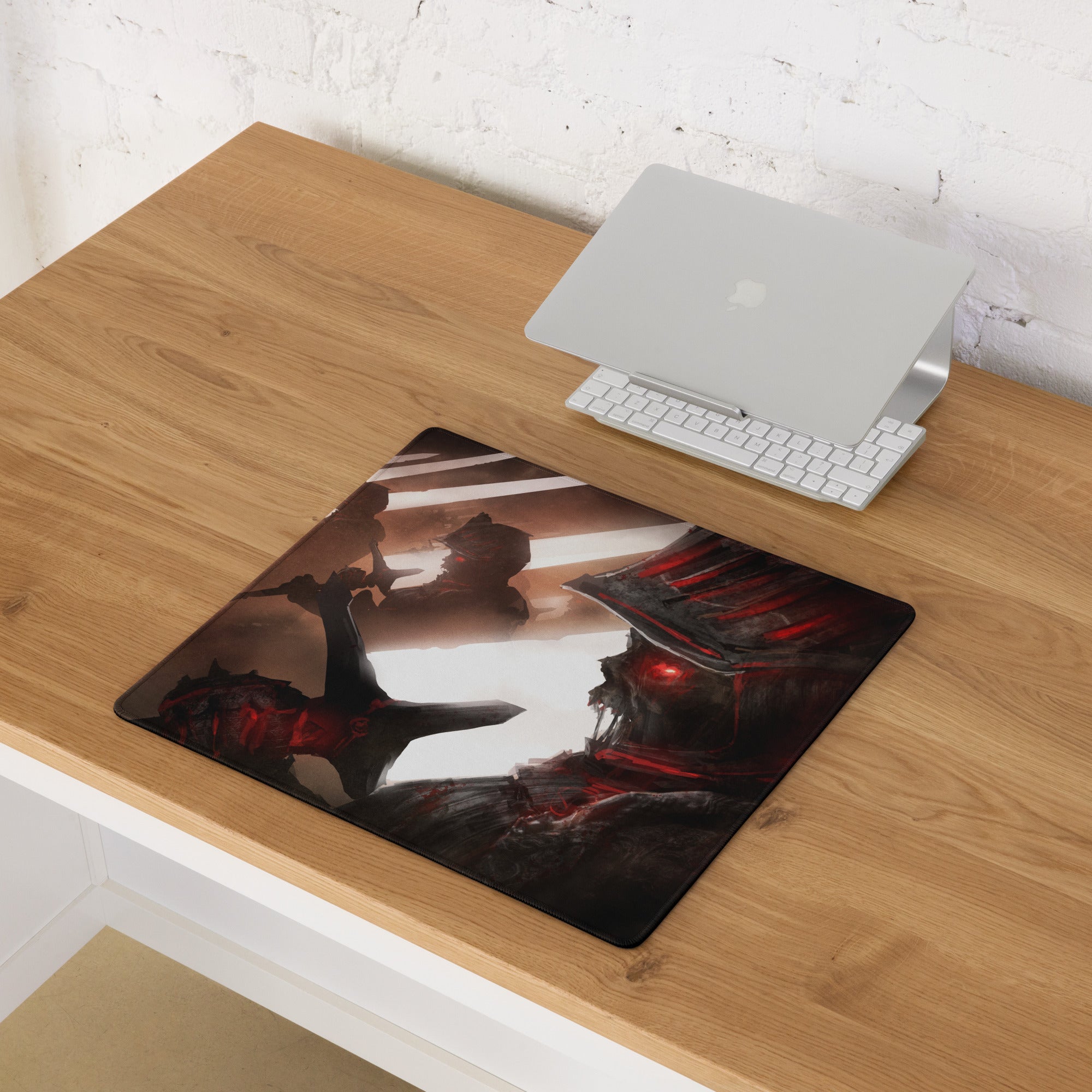 Gaming Mouse Pad Large Red And Black Battle Art For Gaming Desk Setup Non Slip Base HD Print For Competitive Esports