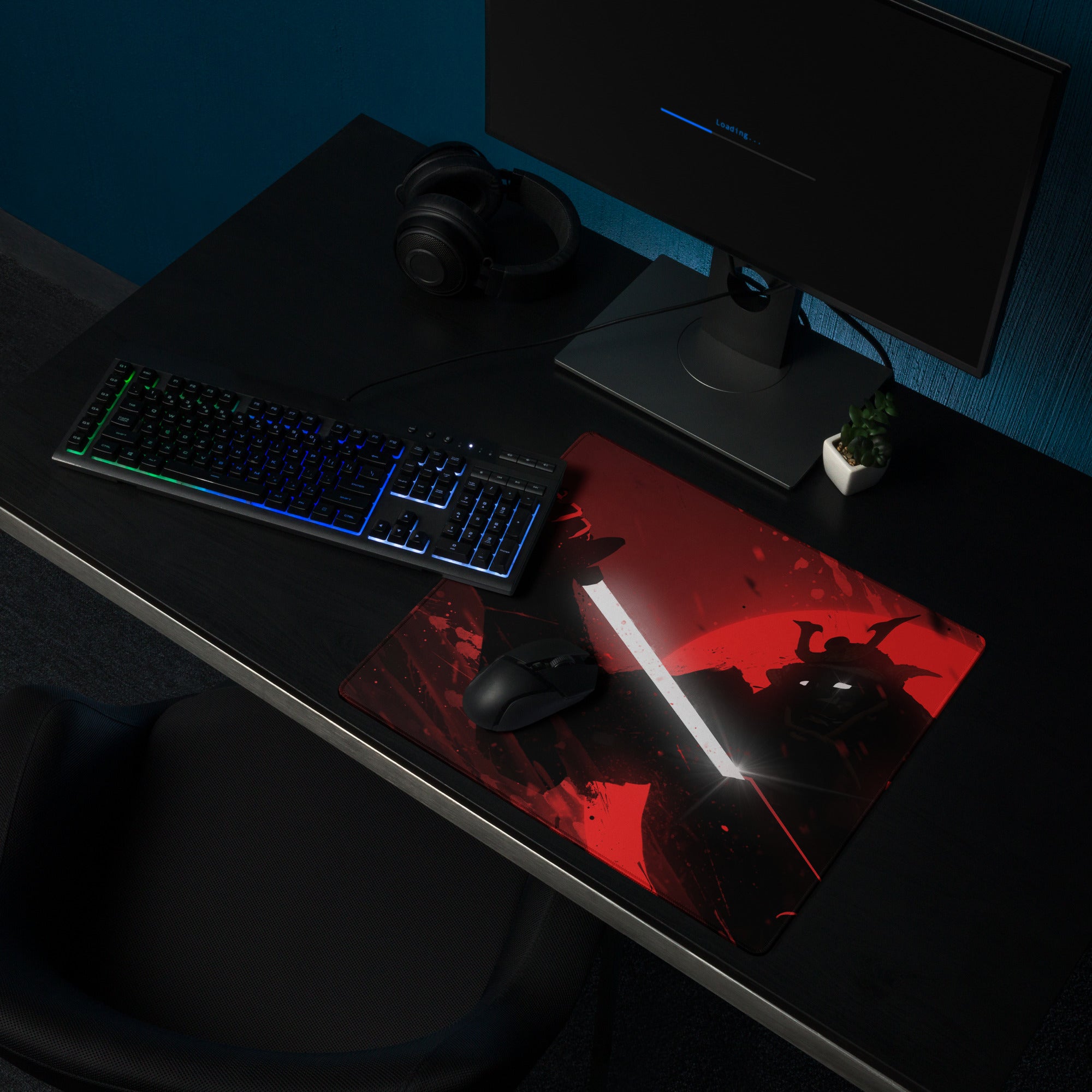 Red Black Gaming Mouse Pad For Desktop Setup Modern Abstract Art Style With Non Slip