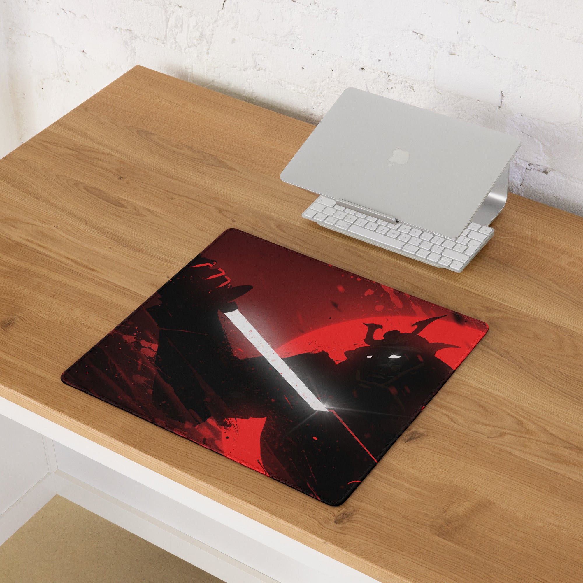 Red Black Gaming Mouse Pad For Desktop Setup Modern Abstract Art Style With Non Slip