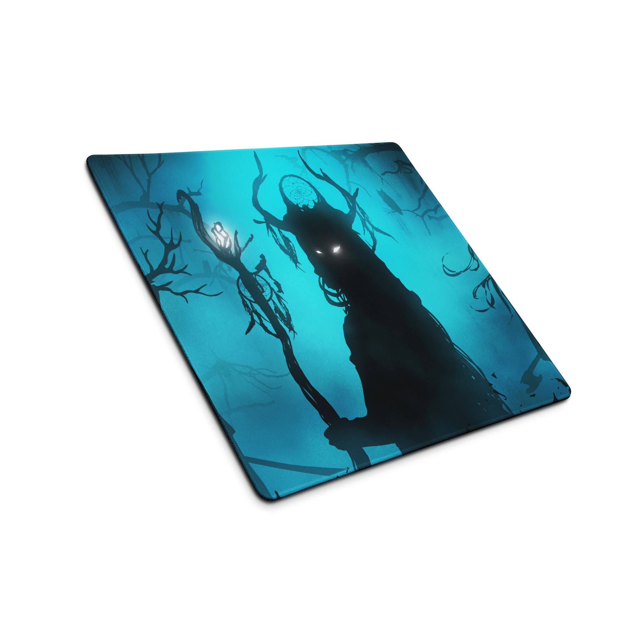 Gaming Mouse Pad Large Blue Black For Gaming Desk Setup Silhouette Dark Fantasy Digital Art