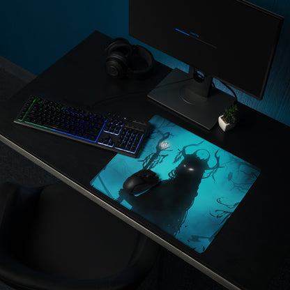 Gaming Mouse Pad Large Blue Black For Gaming Desk Setup Silhouette Dark Fantasy Digital Art