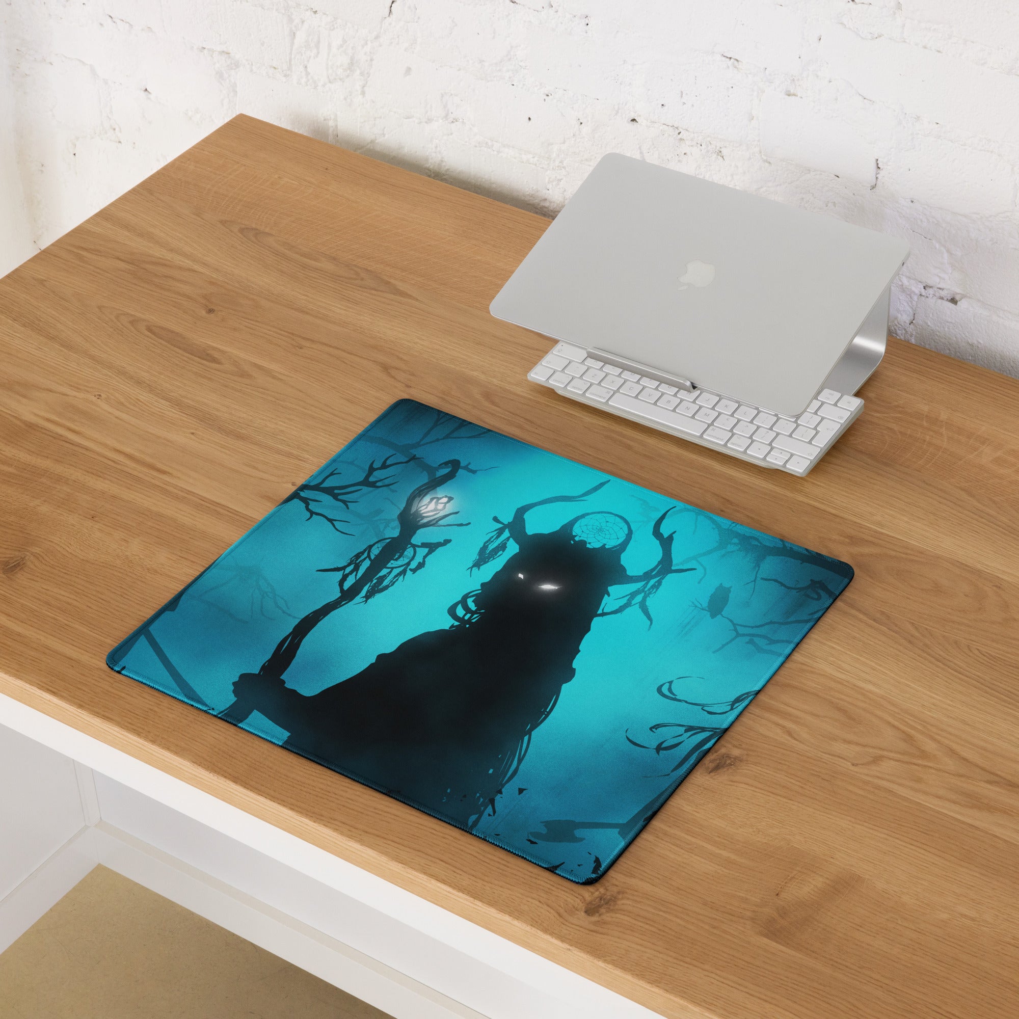 Gaming Mouse Pad Large Blue Black For Gaming Desk Setup Silhouette Dark Fantasy Digital Art