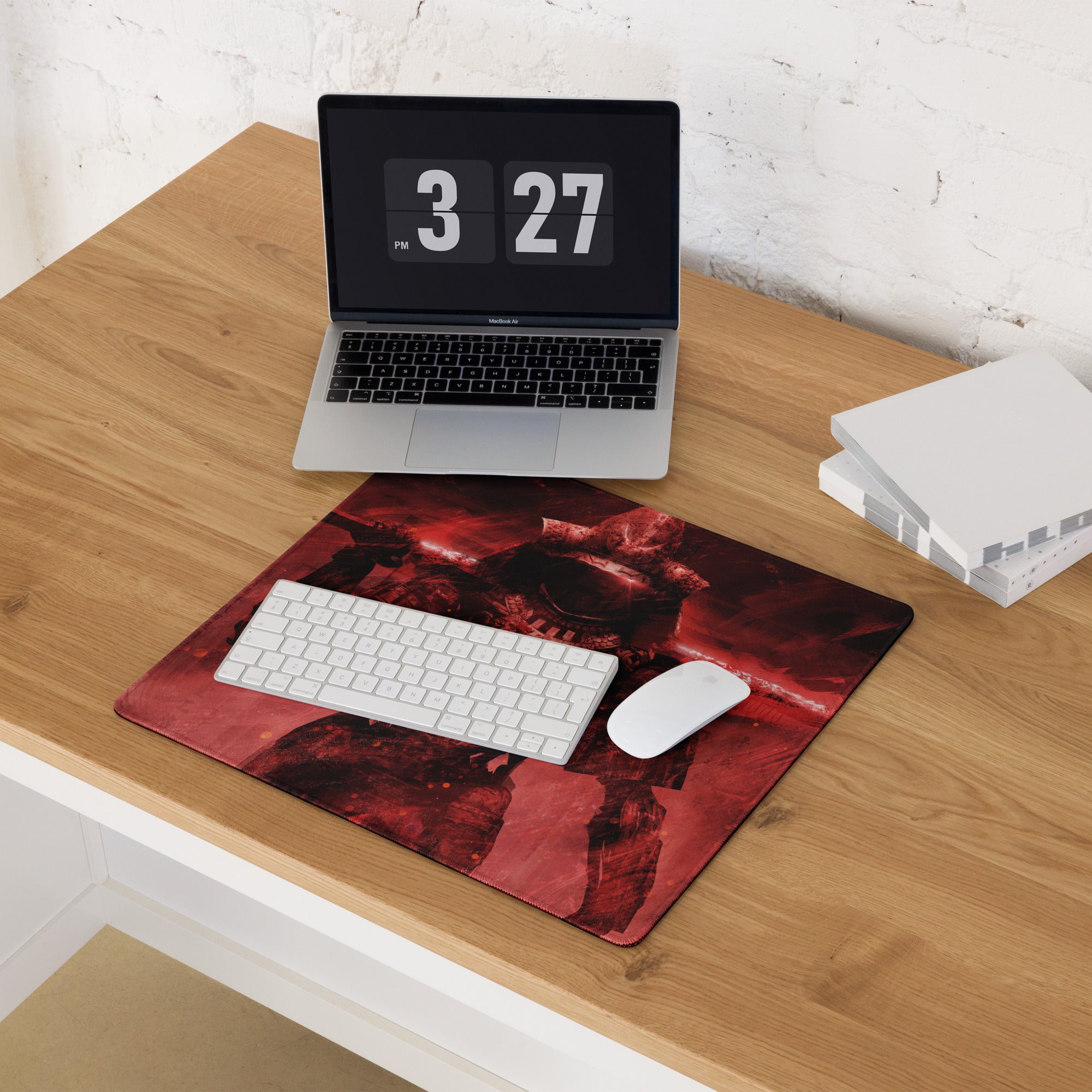 Gaming Mouse Pad Red And Black Large Desk Mat For Gaming Setup Modern Dark Warrior Art Epic Mood FPS MOBA Digital