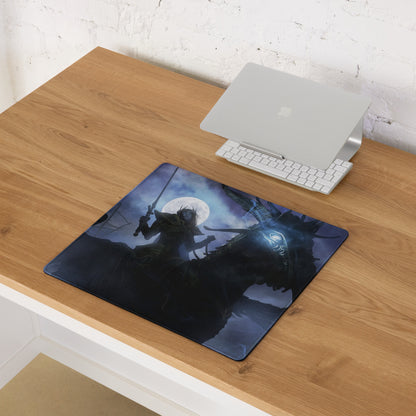 Fantasy Battle Theme Gaming Mouse Pad In Deep Blue And Purple For Desktop Setup Immersive Cinematic Digital Art Style