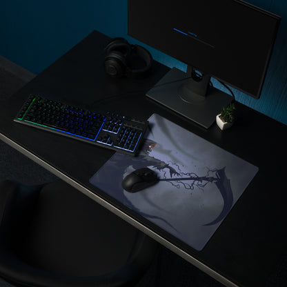 Dark Blue Grim Reaper Gaming Mouse Pad For Gaming Desk Large Size Non Slip Base Edge Stitching Epic Fantasy Art