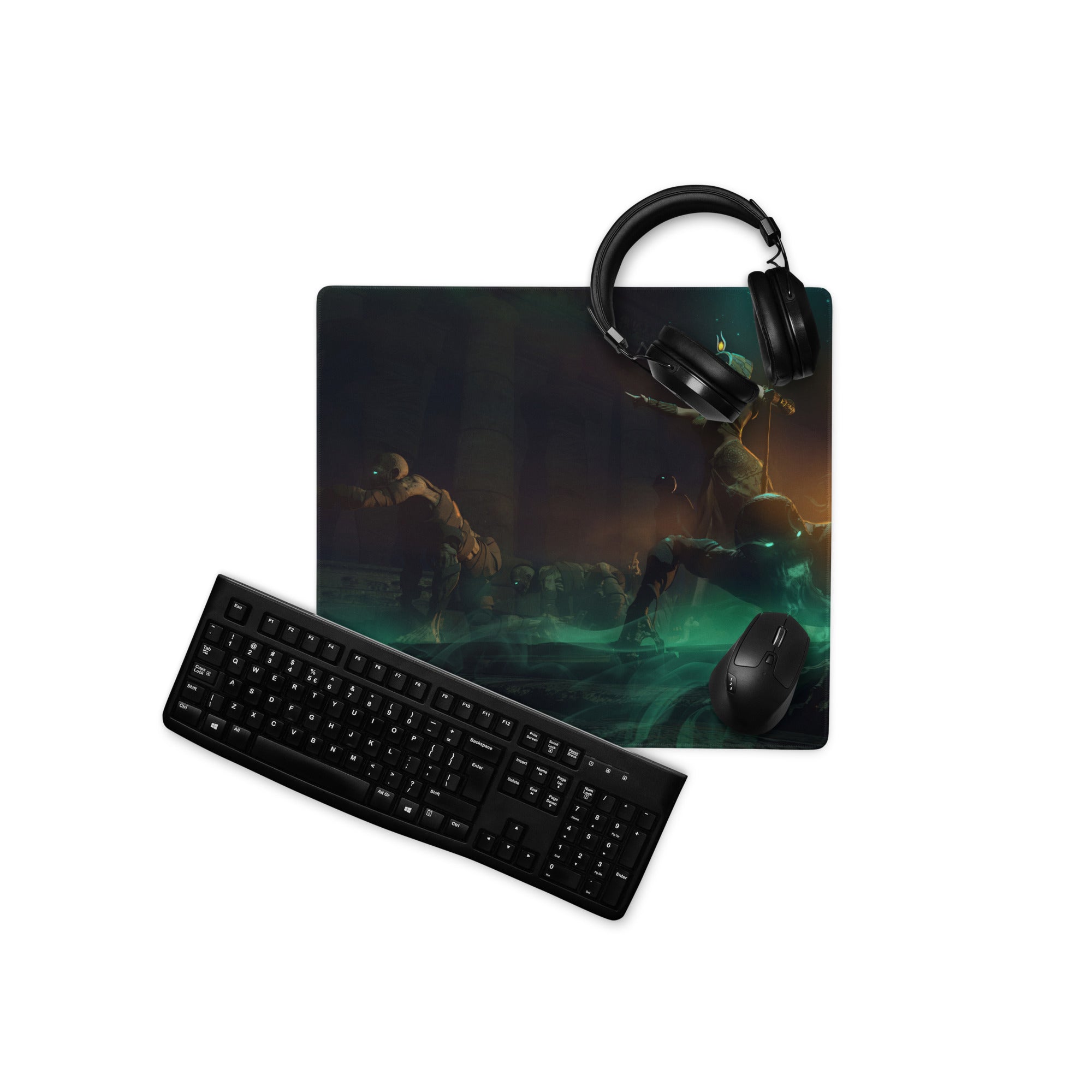 Gaming Mouse Pad Edge Stitch Large Size Black Teal Orange Desk Mat For Gaming Setup Non Slip Rubber Base
