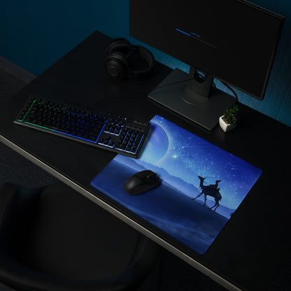 Blue Space Themed Gaming Mouse Pad For Desktop Setup Cosmic Night Sky Illustration Dreamy Celestial Mood Space Art