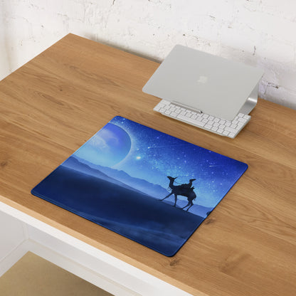 Blue Space Themed Gaming Mouse Pad For Desktop Setup Cosmic Night Sky Illustration Dreamy Celestial Mood Space Art