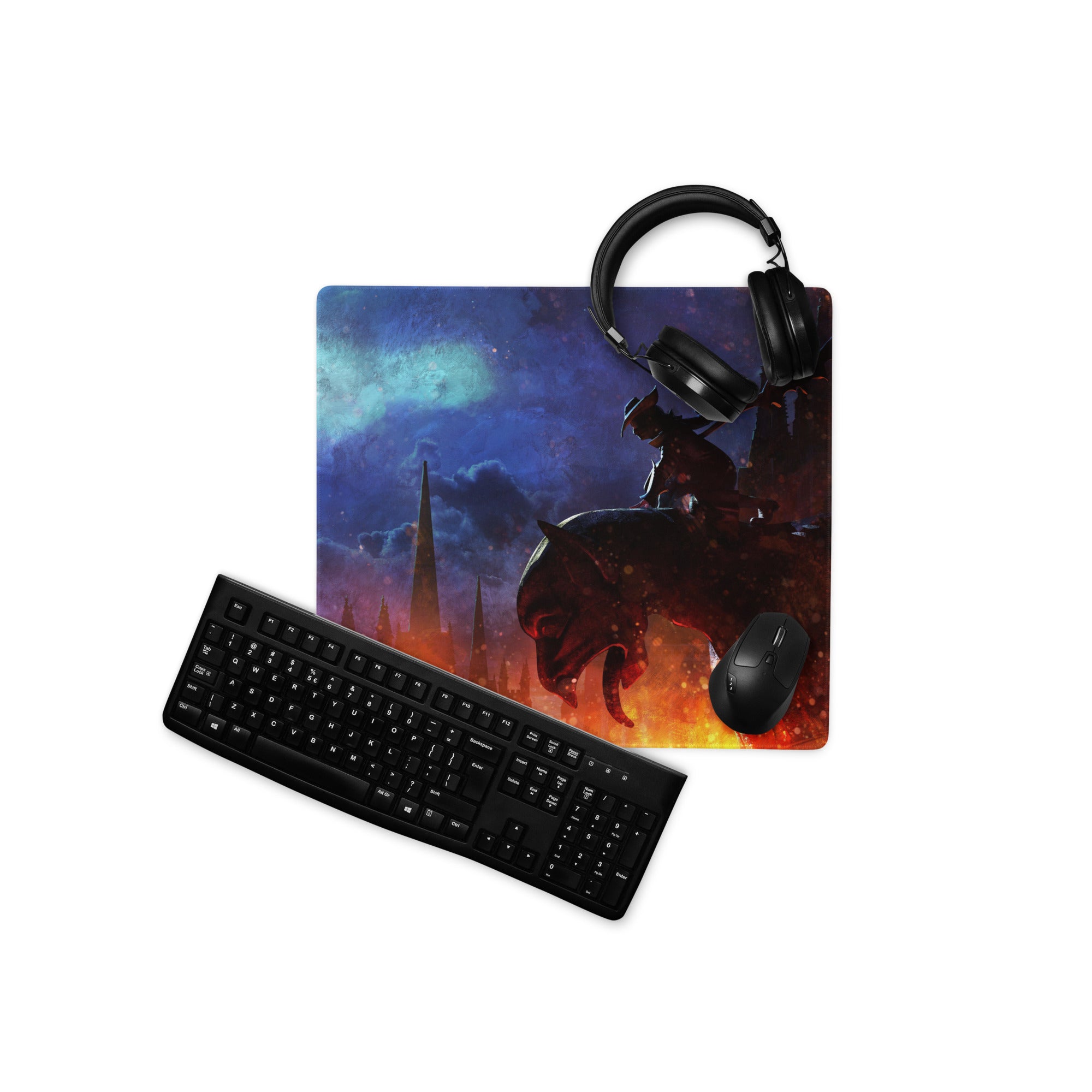 Gaming Mouse Pad Blue Orange Night Sky Scene For Gaming Desk Modern Fantasy Art Decor Non Slip