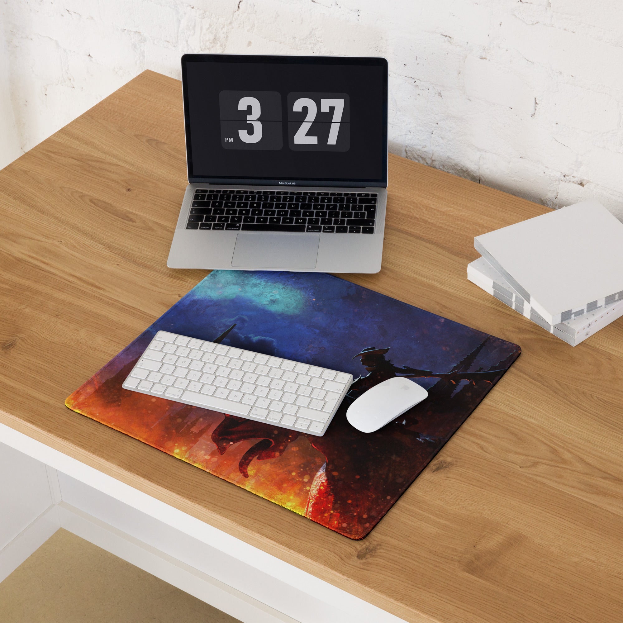 Gaming Mouse Pad Blue Orange Night Sky Scene For Gaming Desk Modern Fantasy Art Decor Non Slip