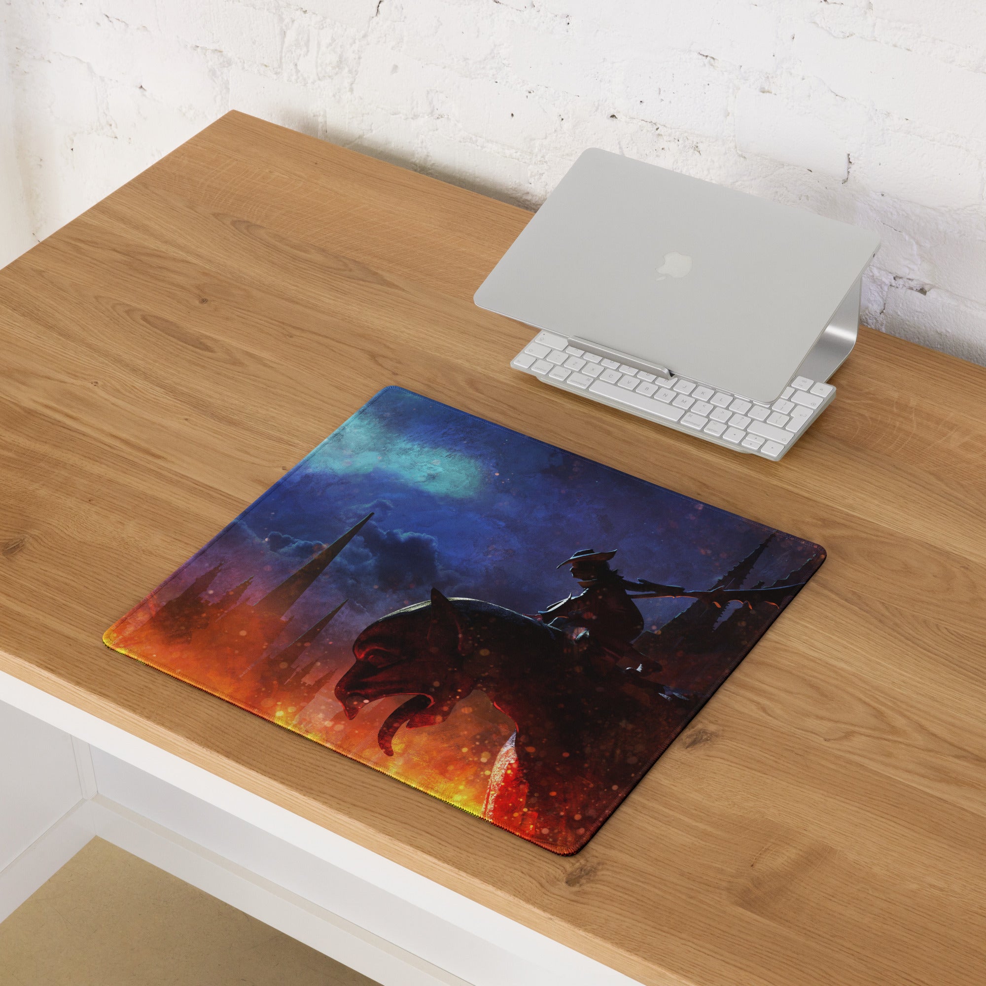Gaming Mouse Pad Blue Orange Night Sky Scene For Gaming Desk Modern Fantasy Art Decor Non Slip