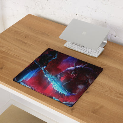 Gaming Mouse Pad Large Red Blue Dragon Battle Scene for Desk Setup Epic Fantasy Digital Art Non Slip Base