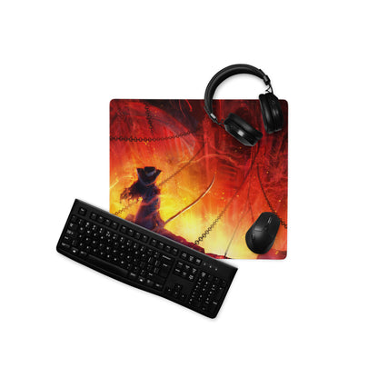 Gaming Mouse Pad Red Orange Fiery Lava Theme Large Desk Mat For Gaming Setup With Non Slip Base