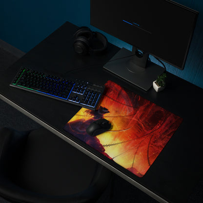 Gaming Mouse Pad Red Orange Fiery Lava Theme Large Desk Mat For Gaming Setup With Non Slip Base