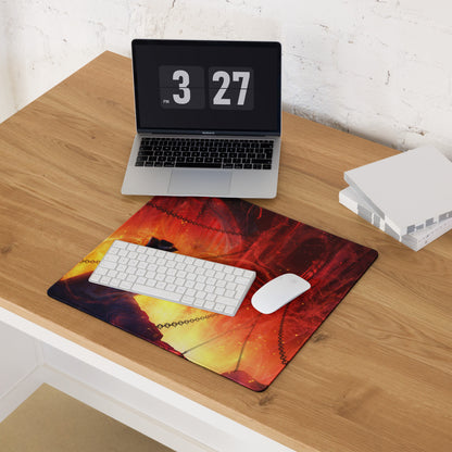 Gaming Mouse Pad Red Orange Fiery Lava Theme Large Desk Mat For Gaming Setup With Non Slip Base