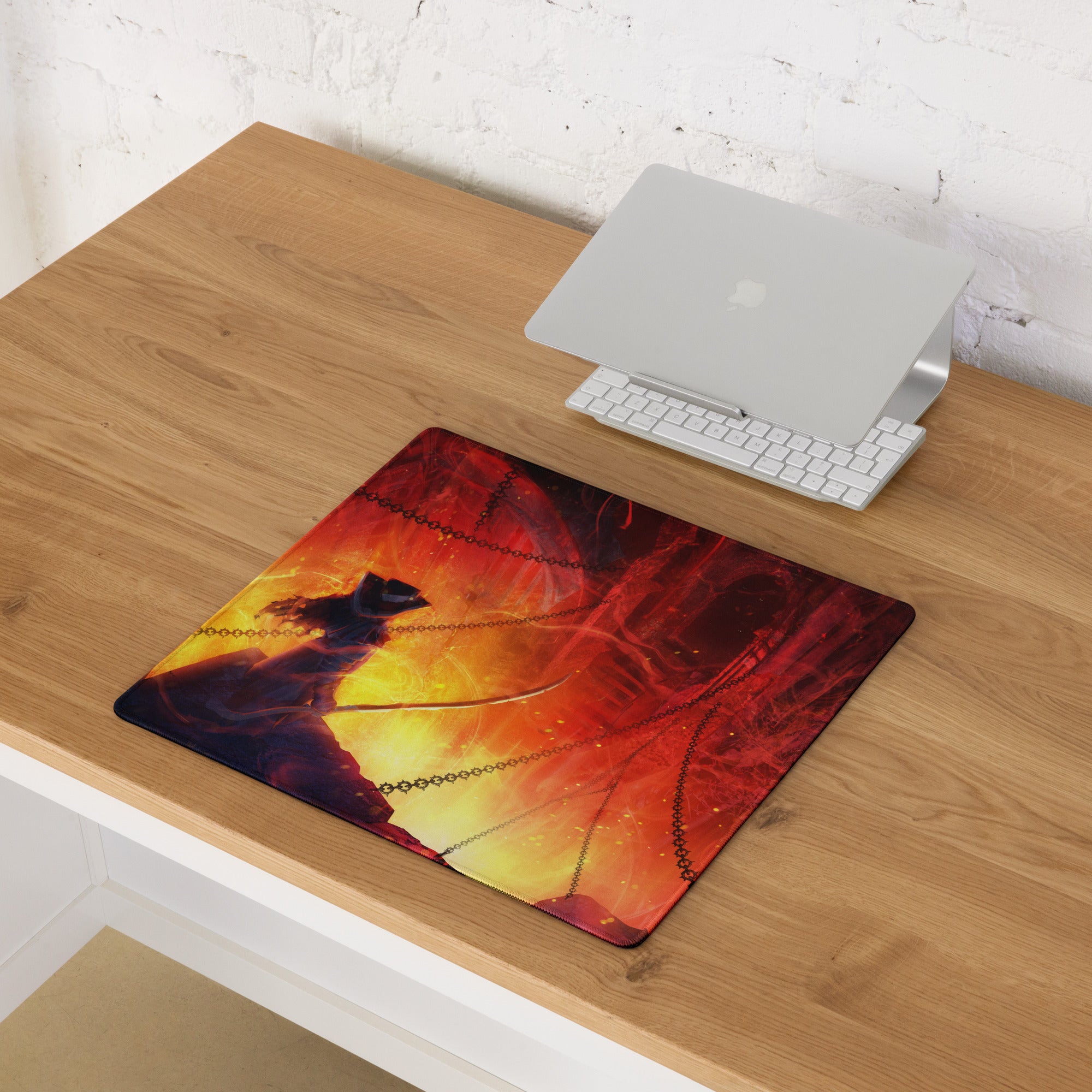 Gaming Mouse Pad Red Orange Fiery Lava Theme Large Desk Mat For Gaming Setup With Non Slip Base