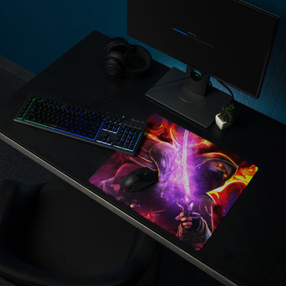 Gaming Mouse Pad Purple Red Neon Swirls For Desk Setup In Abstract Digital Art Style