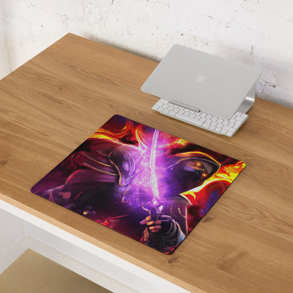 Gaming Mouse Pad Purple Red Neon Swirls For Desk Setup In Abstract Digital Art Style