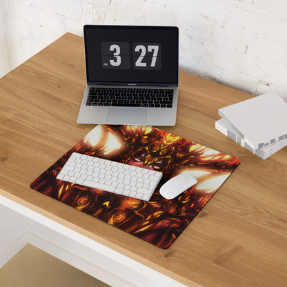 Fiery Demon Goddess Gaming Mouse Pad Large Orange Red Black Desk Setup Fantasy Art For Esports Setup Digital Artwork