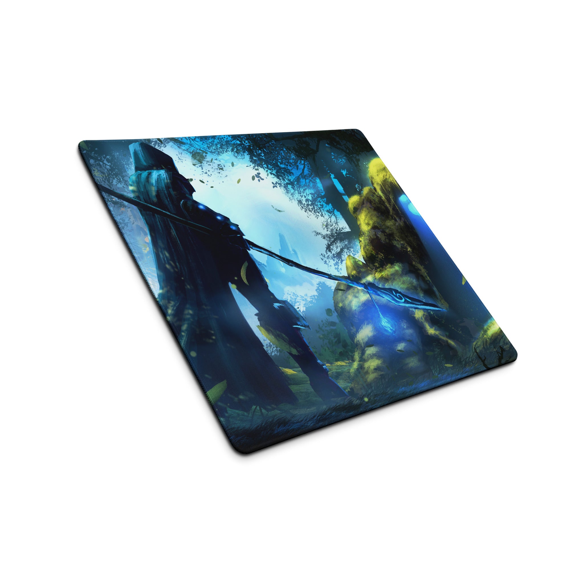 Forest Archer Fantasy Gaming Mouse Pad Blue Green Non Slip Large Desk Mat For Gaming Digital Art