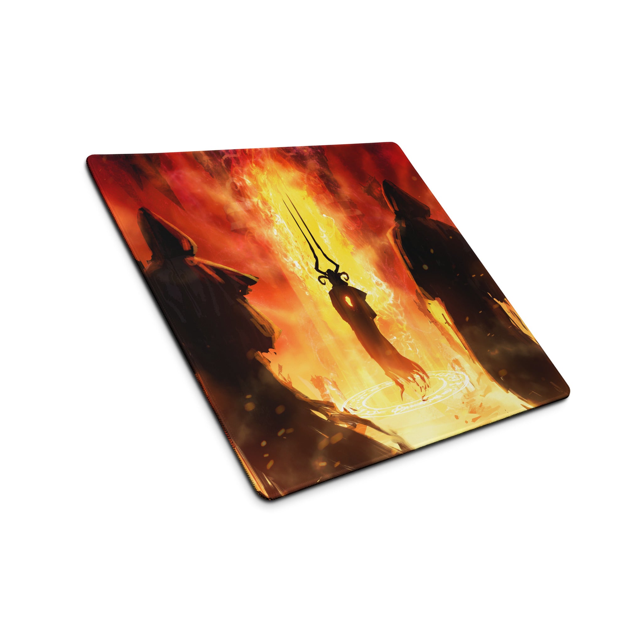 Gaming Mouse Pad Fiery Red And Black For Gaming Desk Setup Lava Theme Epic Fantasy Art Style Non Slip Large