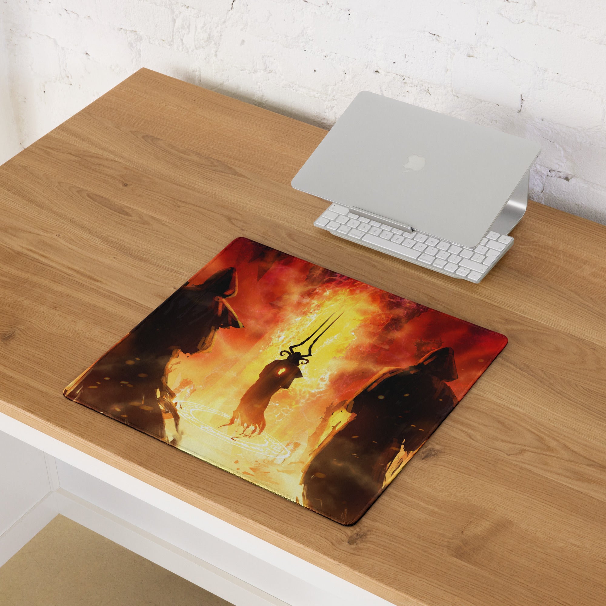 Gaming Mouse Pad Fiery Red And Black For Gaming Desk Setup Lava Theme Epic Fantasy Art Style Non Slip Large