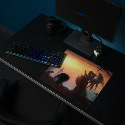 Fantasy Battle Scene Gaming Mouse Pad Warm Orange And Dark Tones For Gaming Setup Epic Dota CSGO Digital Art