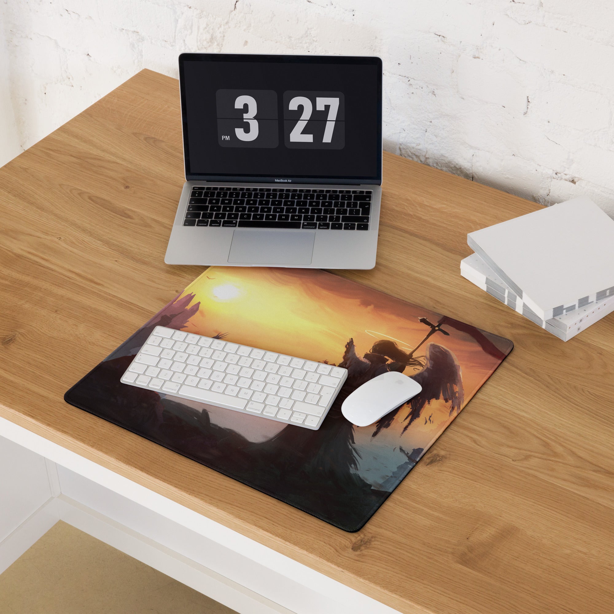 Fantasy Battle Scene Gaming Mouse Pad Warm Orange And Dark Tones For Gaming Setup Epic Dota CSGO Digital Art