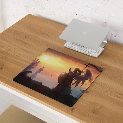 Fantasy Battle Scene Gaming Mouse Pad Warm Orange And Dark Tones For Gaming Setup Epic Dota CSGO Digital Art