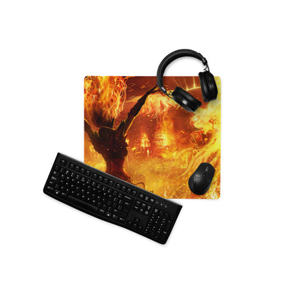 Gaming Mouse Pad Fiery Orange Red For Gaming Desk Cinematic Flame Art Intense Mood Modern Gaming Setup Digital Art