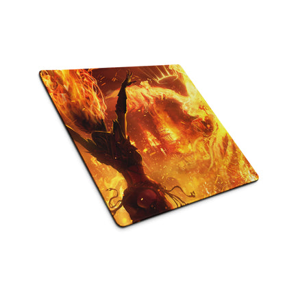 Gaming Mouse Pad Fiery Orange Red For Gaming Desk Cinematic Flame Art Intense Mood Modern Gaming Setup Digital Art
