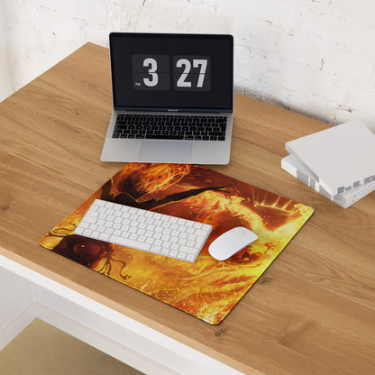 Gaming Mouse Pad Fiery Orange Red For Gaming Desk Cinematic Flame Art Intense Mood Modern Gaming Setup Digital Art