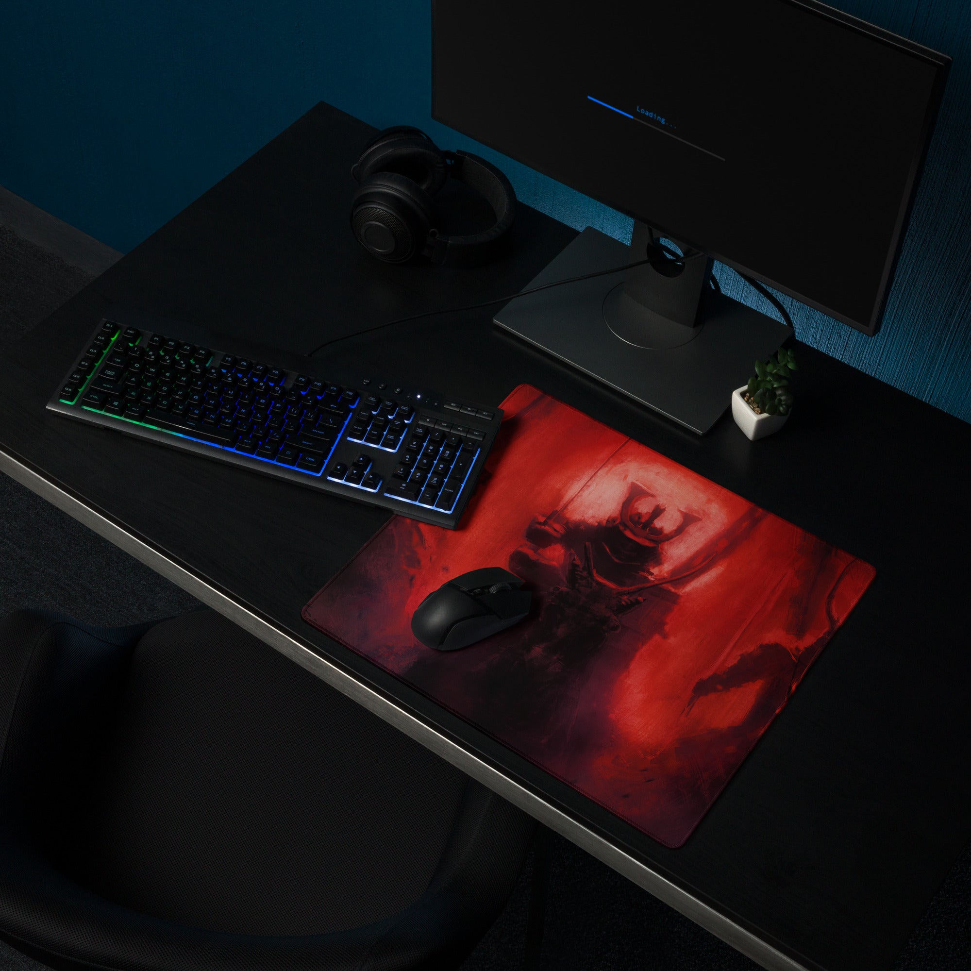 Demon Fire Artwork Red And Black Gaming Desk Mouse Pad Intense Esports Gamer Room Decor Digital Art