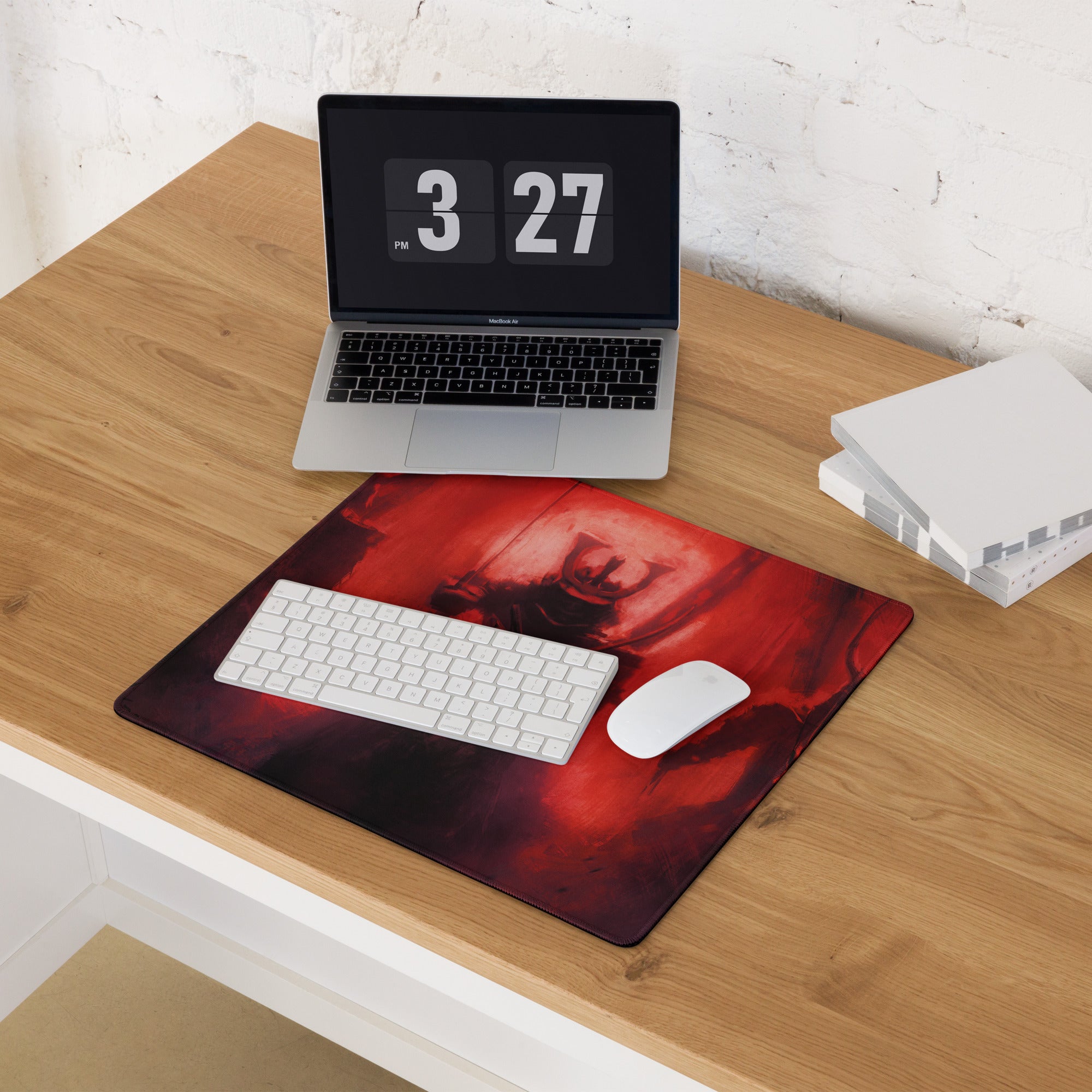 Demon Fire Artwork Red And Black Gaming Desk Mouse Pad Intense Esports Gamer Room Decor Digital Art