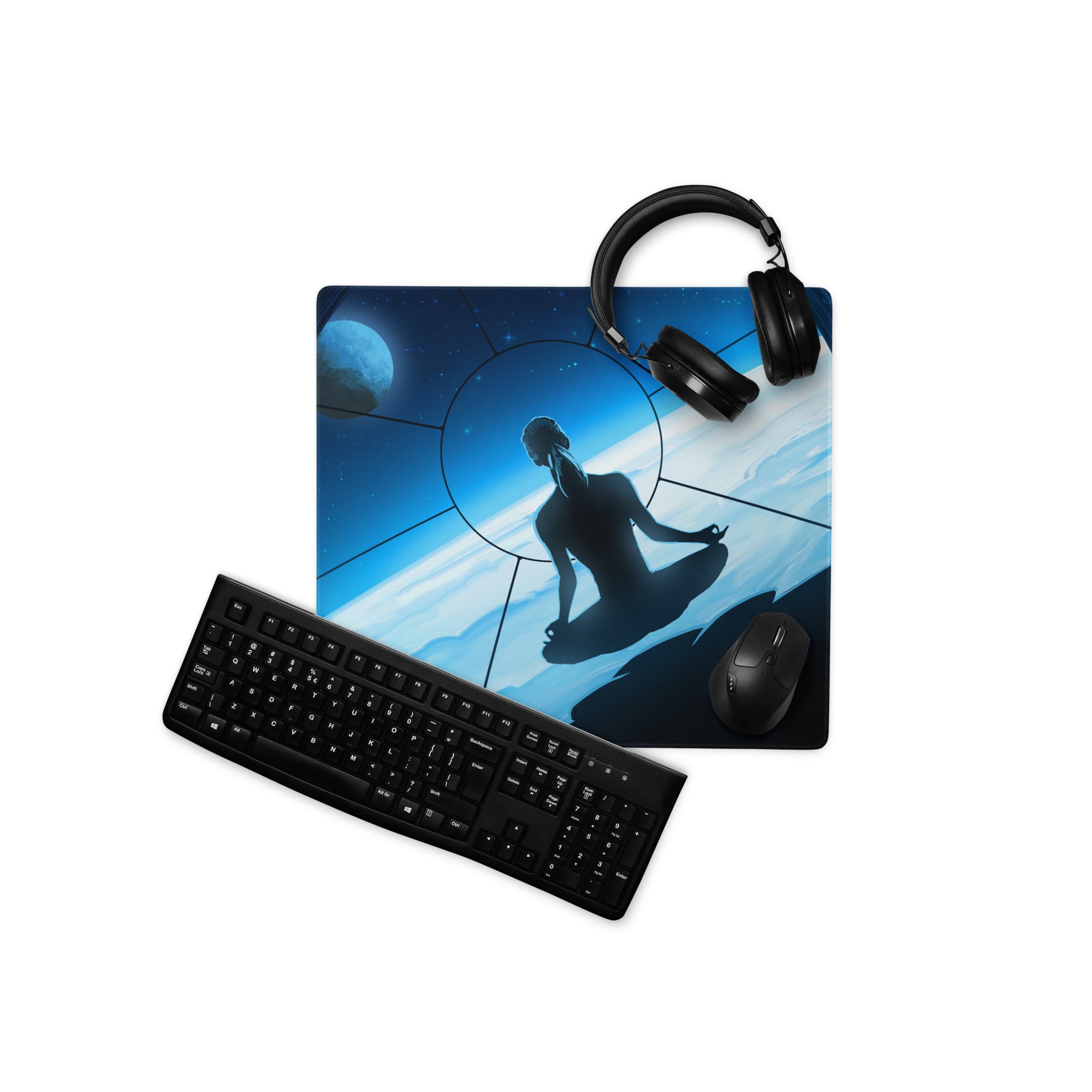 Gaming Mouse Pad Blue For Gaming Desk Galactic Space Art Futuristic Esports Style Immersive Digital Art
