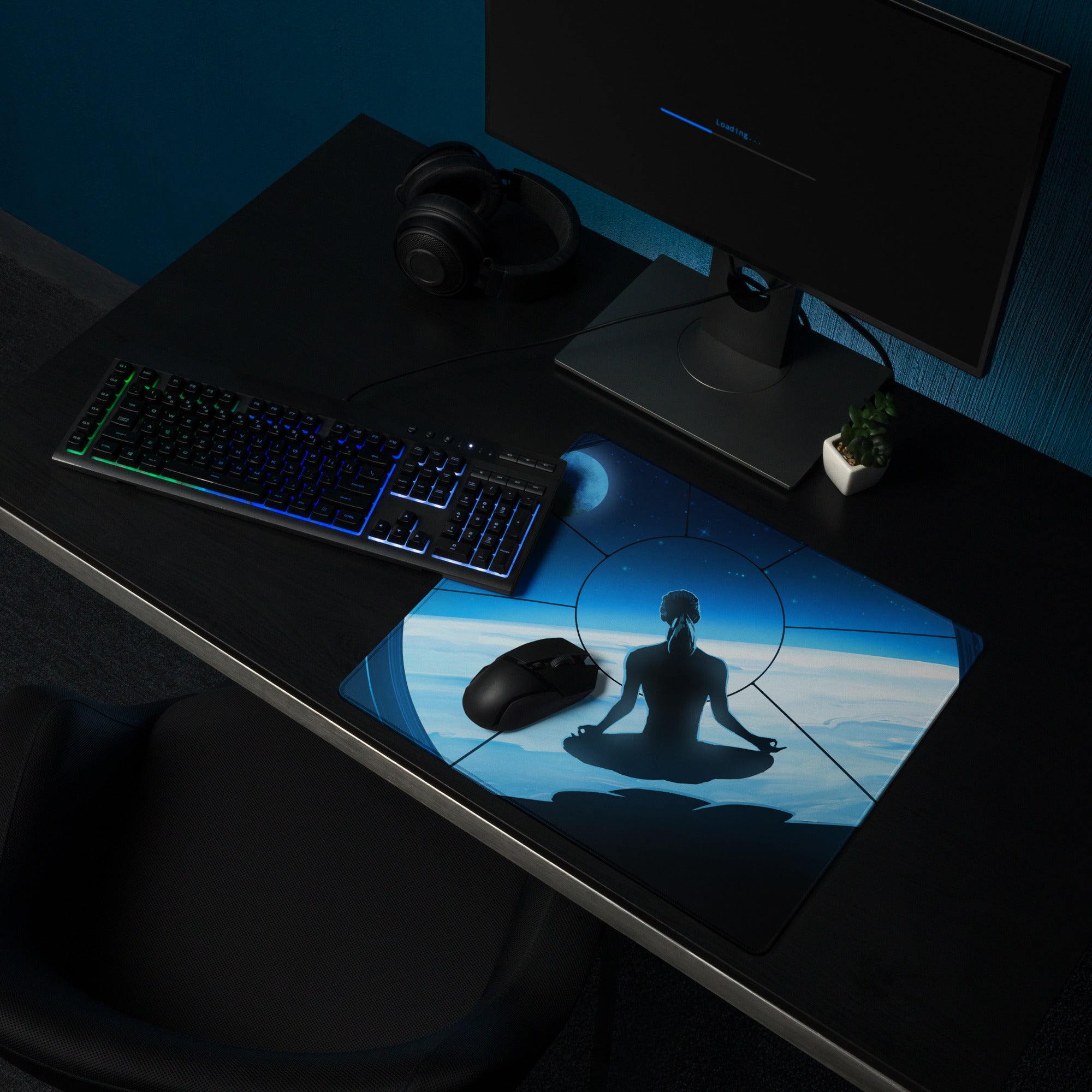 Gaming Mouse Pad Blue For Gaming Desk Galactic Space Art Futuristic Esports Style Immersive Digital Art