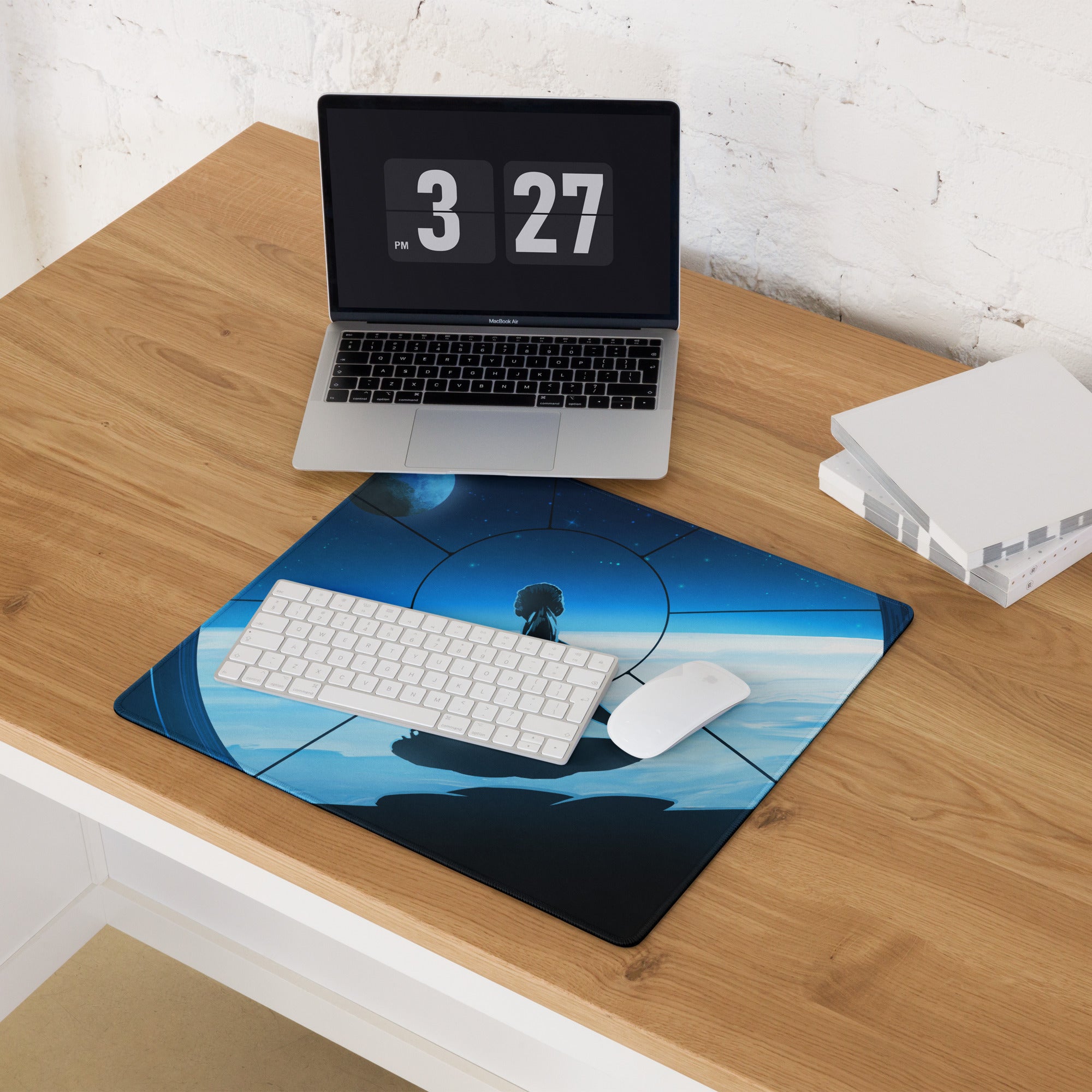 Gaming Mouse Pad Blue For Gaming Desk Galactic Space Art Futuristic Esports Style Immersive Digital Art