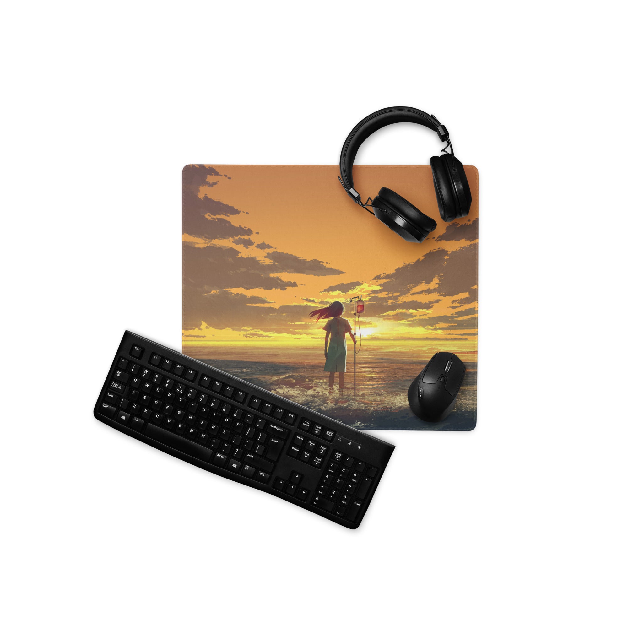 Orange Sunset Gaming Mouse Pad Non Slip Desk Mat With Edge Stitch For Gaming Setup