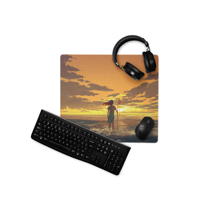 Orange Sunset Gaming Mouse Pad Non Slip Desk Mat With Edge Stitch For Gaming Setup