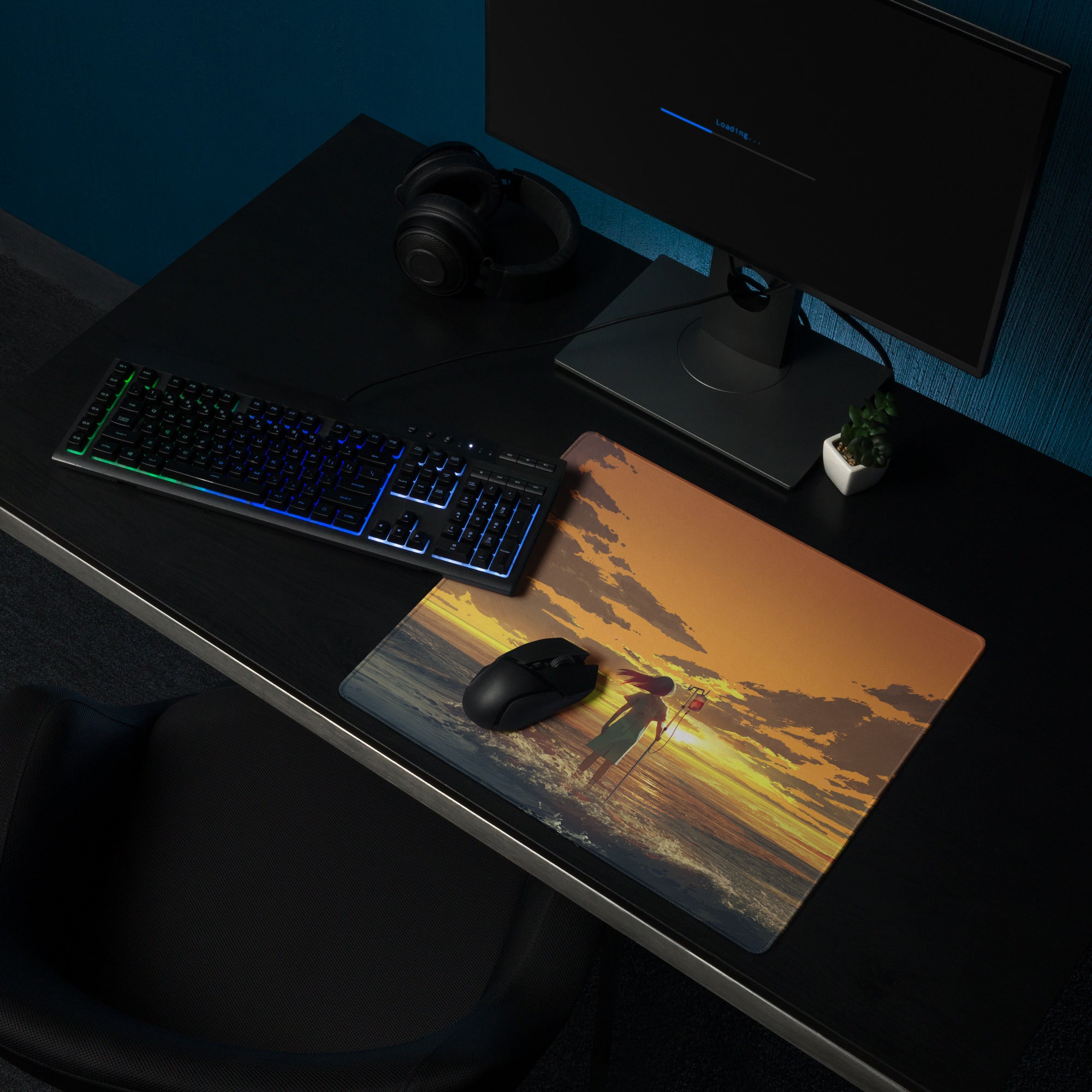 Orange Sunset Gaming Mouse Pad Non Slip Desk Mat With Edge Stitch For Gaming Setup
