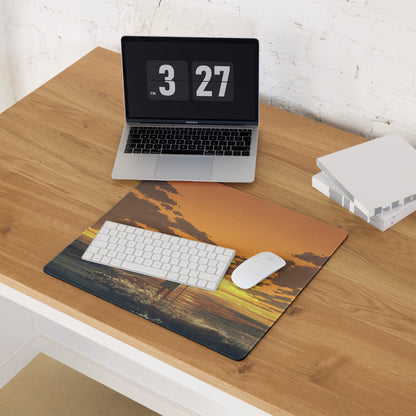Orange Sunset Gaming Mouse Pad Non Slip Desk Mat With Edge Stitch For Gaming Setup