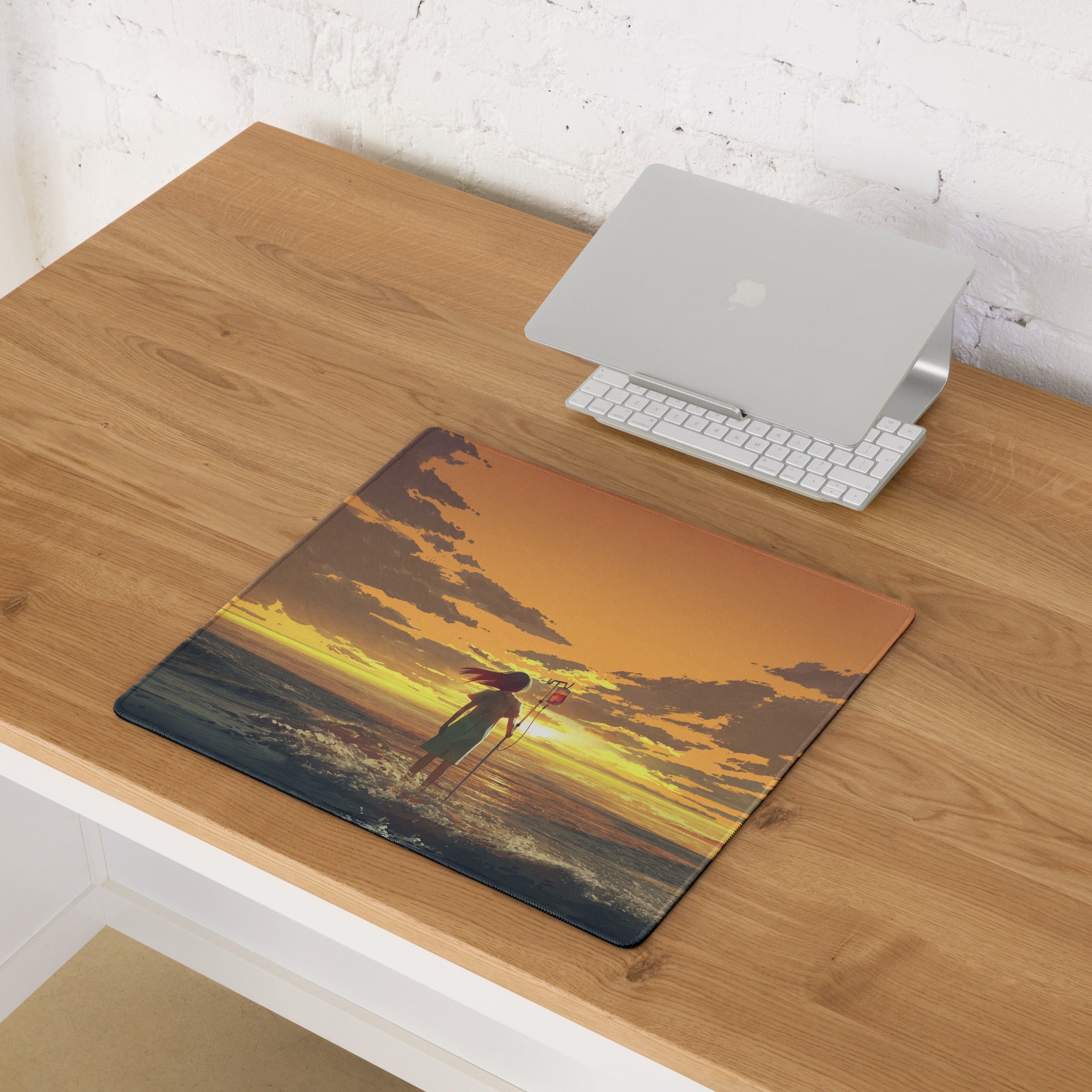 Orange Sunset Gaming Mouse Pad Non Slip Desk Mat With Edge Stitch For Gaming Setup