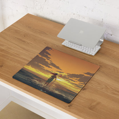 Orange Sunset Gaming Mouse Pad Non Slip Desk Mat With Edge Stitch For Gaming Setup