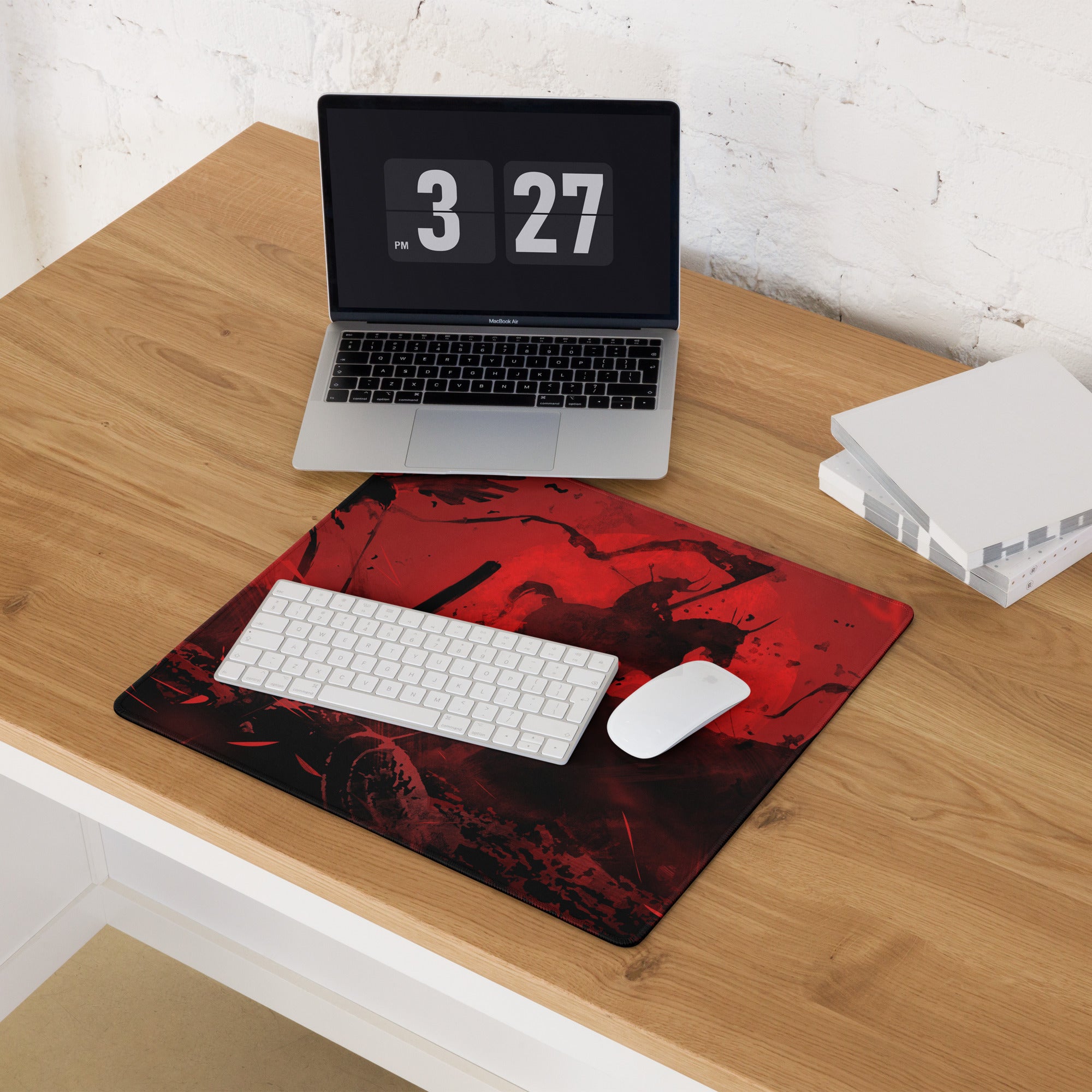 Gaming Mouse Pad Red And Black For Gaming Desk Abstract Art Large Non Slip Edge Stitching Digital Print