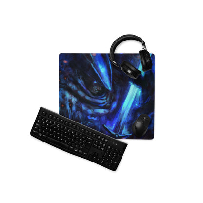 Blue Neon Gaming Mouse Pad For Desk Setup Large Extended Abstract Cyberpunk Digital Art Style