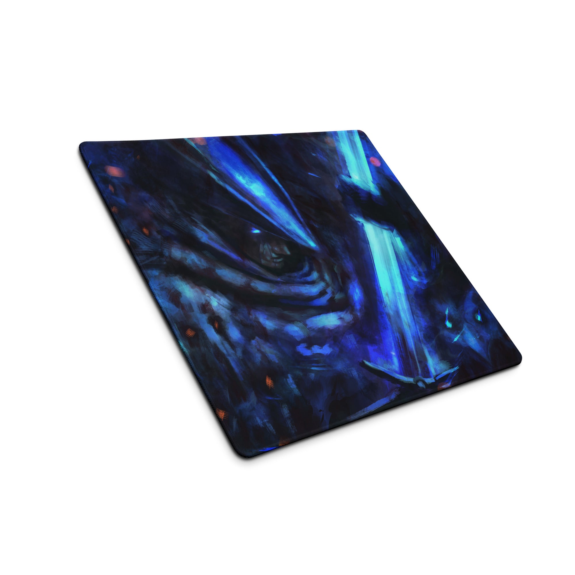 Blue Neon Gaming Mouse Pad For Desk Setup Large Extended Abstract Cyberpunk Digital Art Style