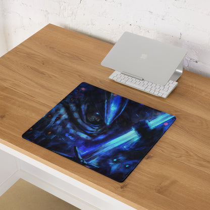 Blue Neon Gaming Mouse Pad For Desk Setup Large Extended Abstract Cyberpunk Digital Art Style