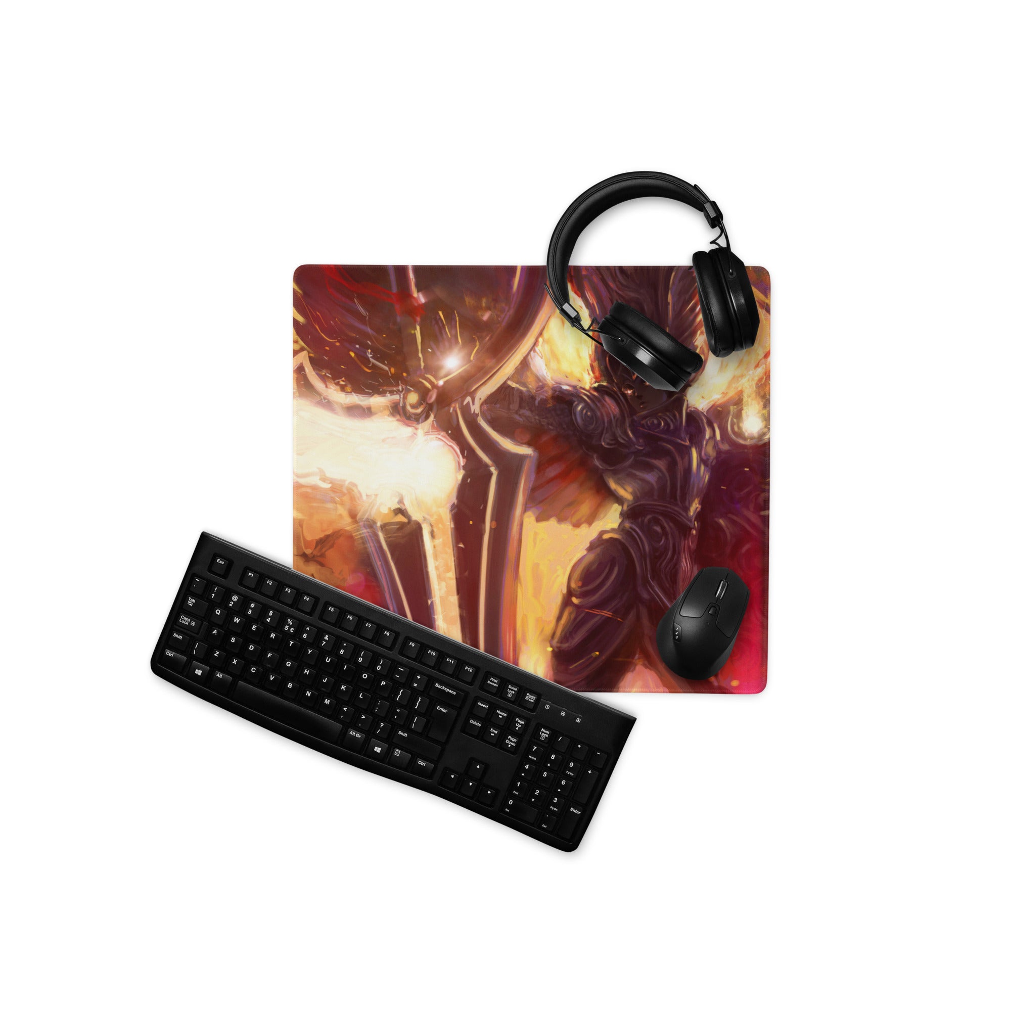 Fiery Red Orange Gaming Mouse Pad For Desktop Setup Surface Large Non Slip Modern Digital Art For Pro Gamers
