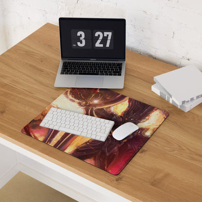 Fiery Red Orange Gaming Mouse Pad For Desktop Setup Surface Large Non Slip Modern Digital Art For Pro Gamers