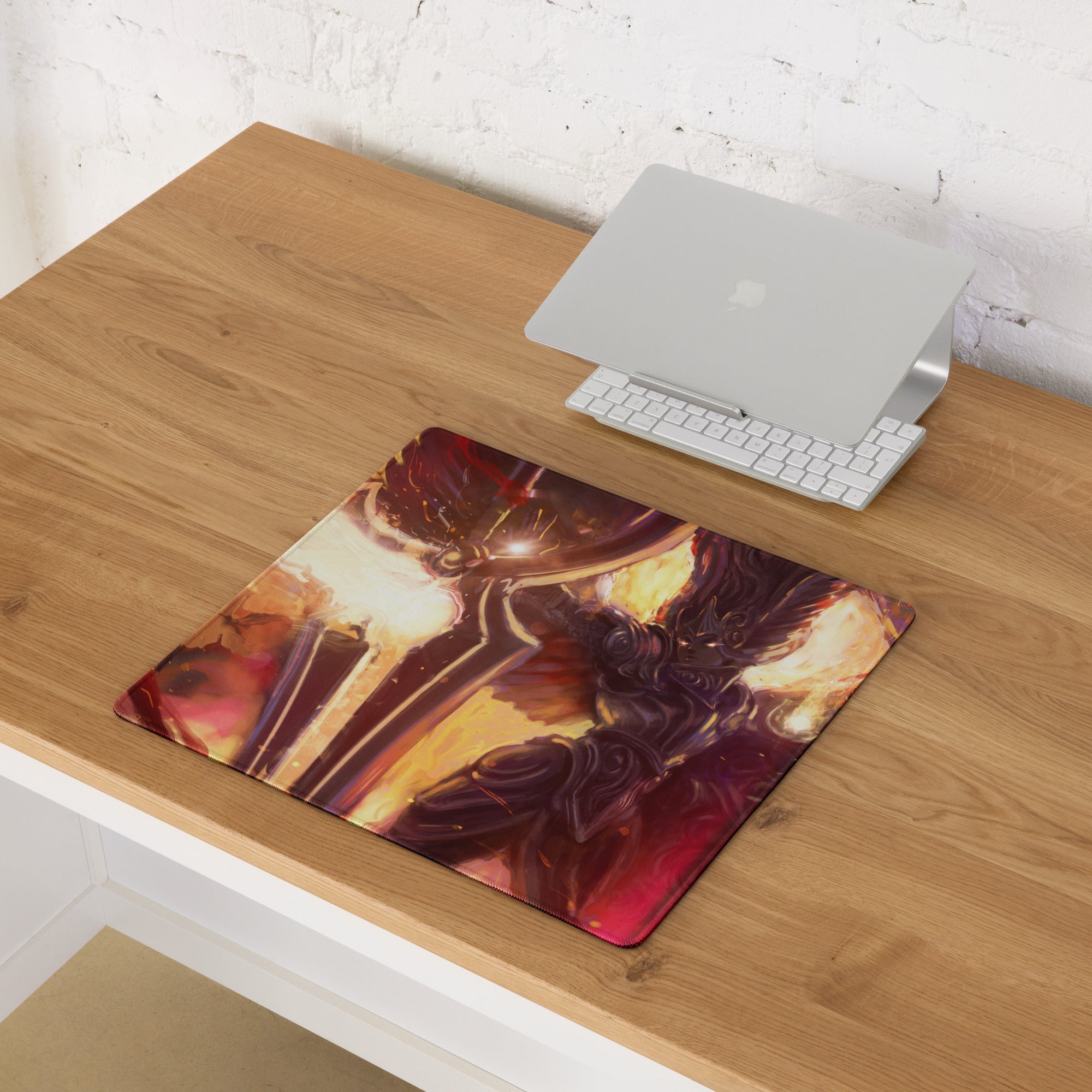 Fiery Red Orange Gaming Mouse Pad For Desktop Setup Surface Large Non Slip Modern Digital Art For Pro Gamers